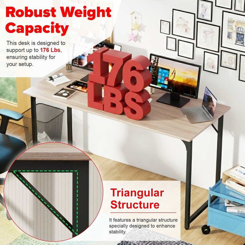 55 Inch Nature Computer Desk with Metal Frame, Adjustable Feet,Pack of 14