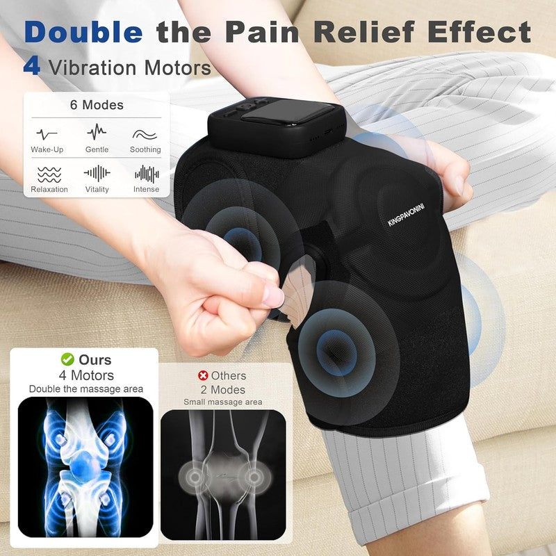 Cordless Knee Massager w/ Heat Vibration 4 Motors 6 Modes Pain Relief1