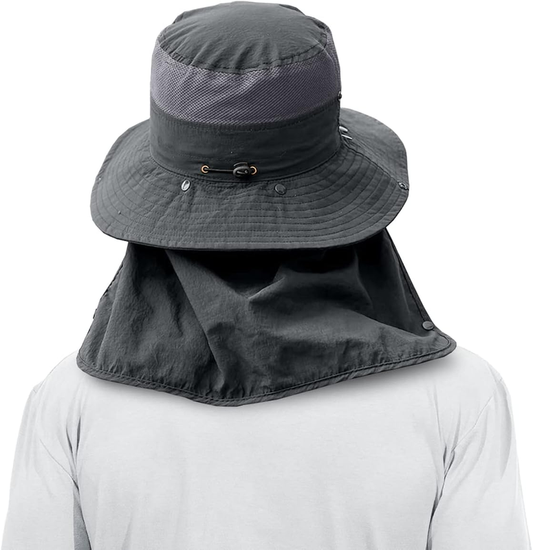 Men's Wide Brim Fishing Hat 3 Pack UPF 50+ Face Neck Flap Cap2
