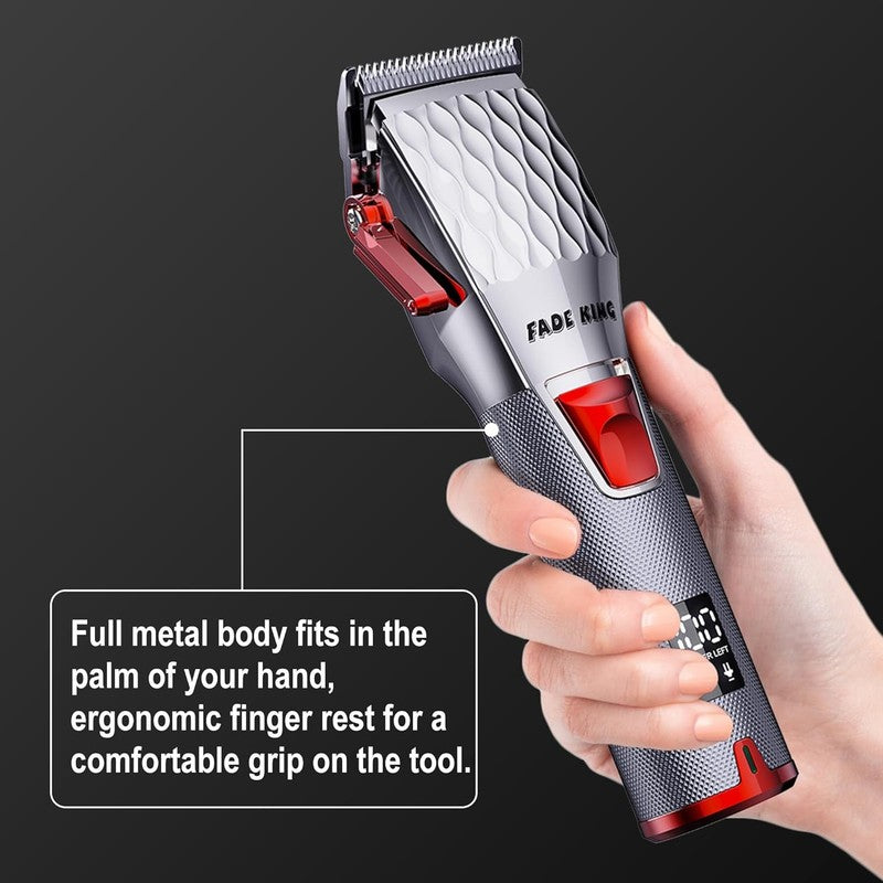 Men’s Cordless Hair Clippers | LCD Display Barber Grooming Kit (Silver+Red)4