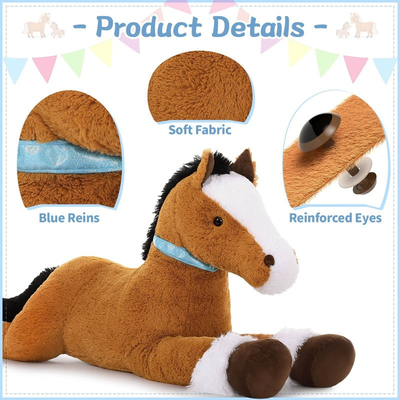 47" Giant Horse Stuffed Animal Large Stuffed Horse Plush Toy3