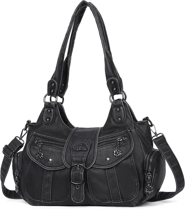 Women's Vegan Leather Hobo Shoulder Tote Crossbody Purse1