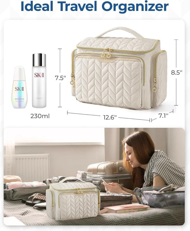 Travel Toiletry Bag Large Wide-Open Makeup Cosmetic Bag with Handle Black5
