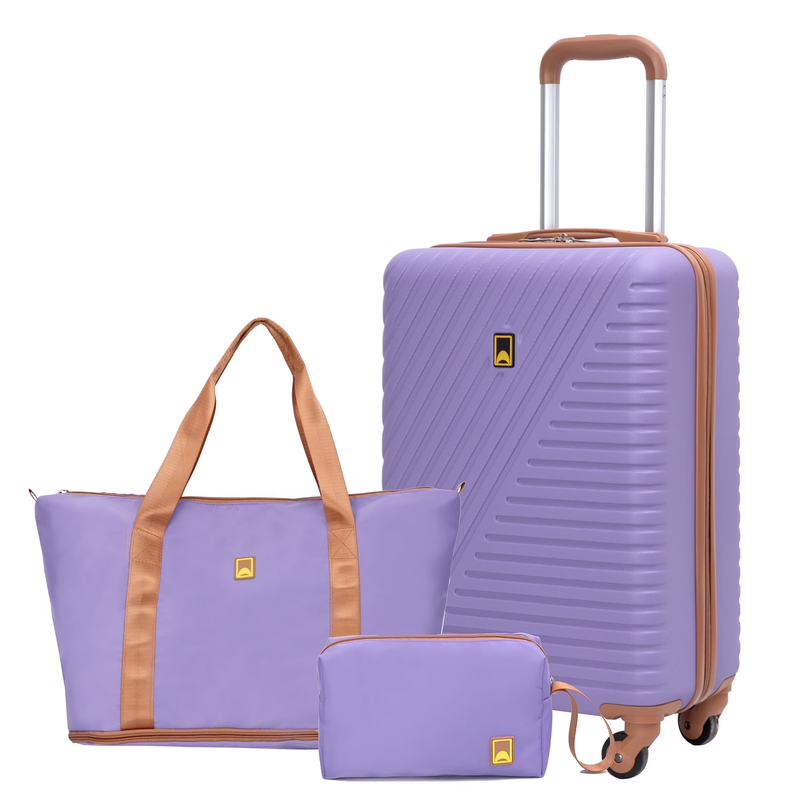 3 Piece Carry on Luggage Sets, Hardside Suitcase Set with Double Spinner Wheels,0