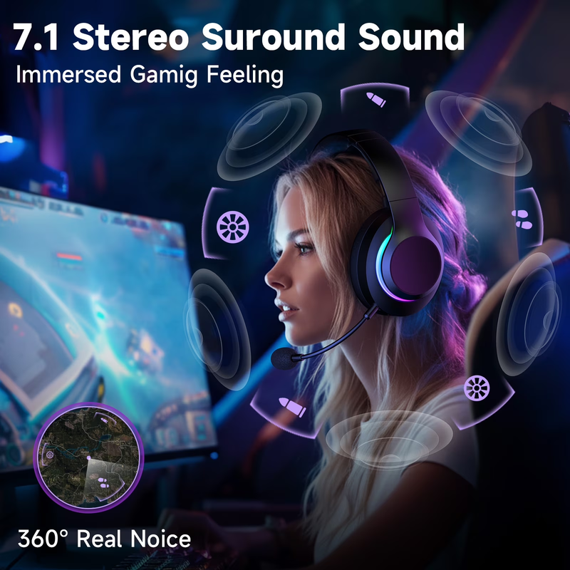 Wireless Gaming Headset PC PS5 Switch Mac Bluetooth 5.4 2.4GHz Mic1