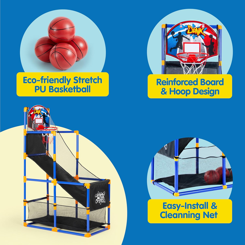 Arcade Basketball Game Set w/ 4 Balls Hoop Indoor Outdoor Kids 3 12 Air Pump3