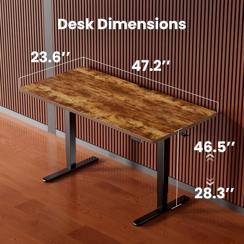 Electric Standing Desk 48x24 Height Adjustable Office Desk Vintage Brown2