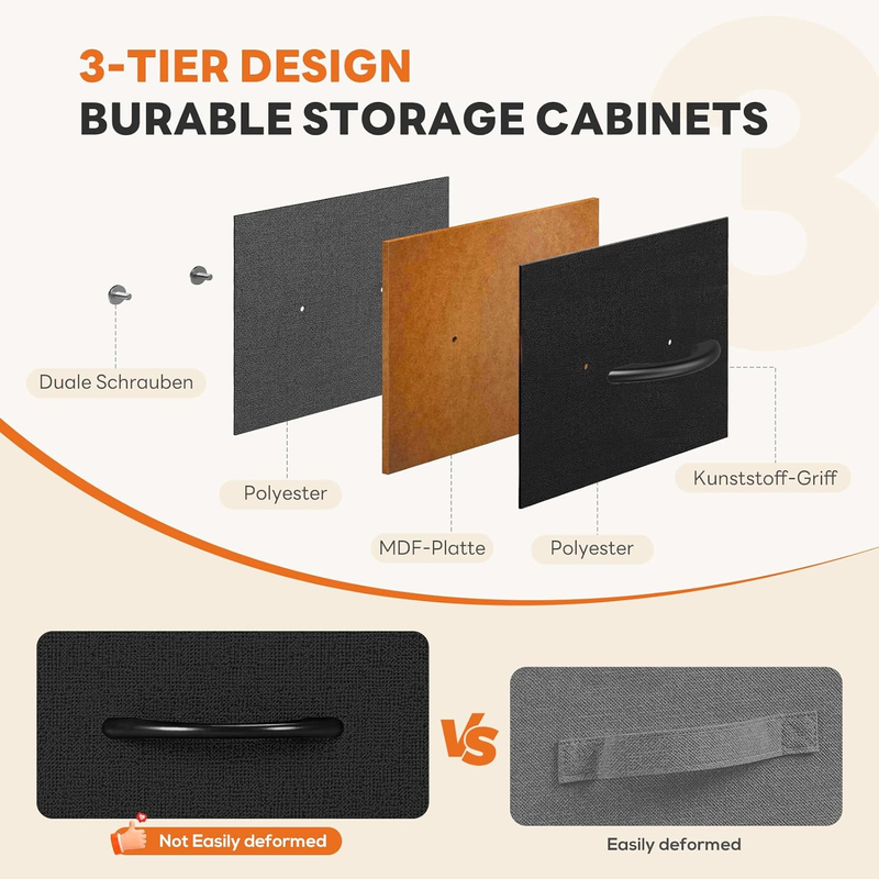 7 Drawer Fabric Dresser Storage Tower Steel Frame Wood Top Black3