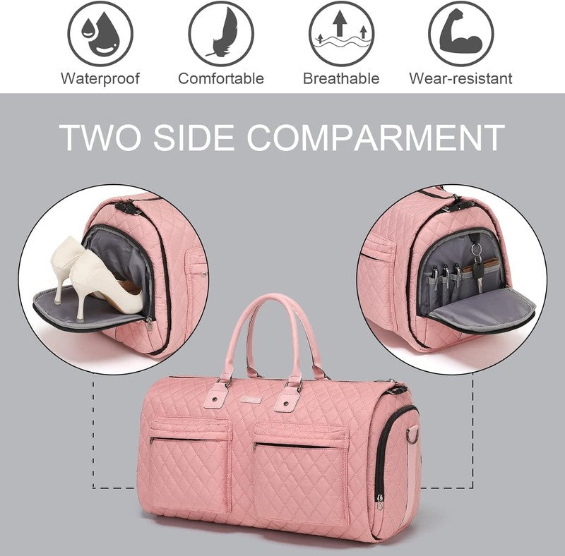 Womens 2in1 Garment Duffle Bag Pink Waterproof Hanging Suit Travel Carry5
