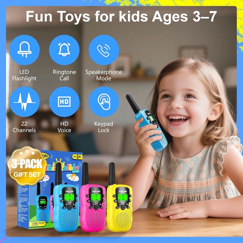Walkie Talkies for Kids Toys Stocking Stuffers for Kid Boys Girls 4-6, 3 Miles R3