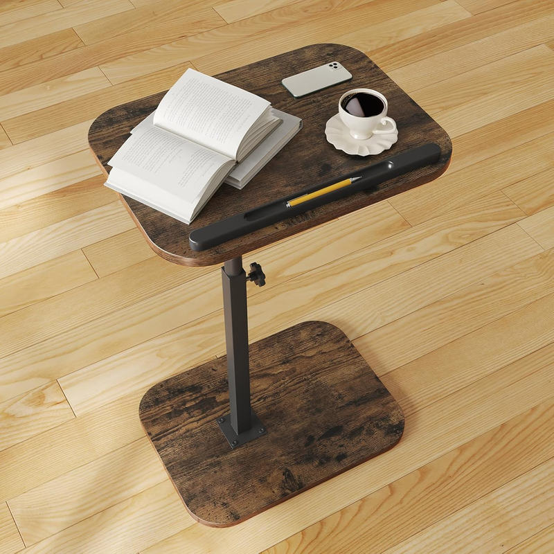 C-Shaped Sofa Arm Side Table TV Tray Small End Table Rustic9