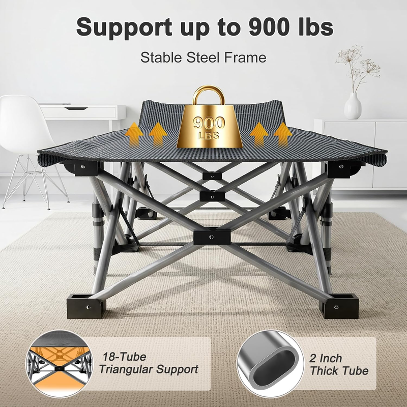 XXL Camping Cot 78x32 900LBS Heavy Duty Folding Bed w/ Mattress Pad 1200D Oxford3