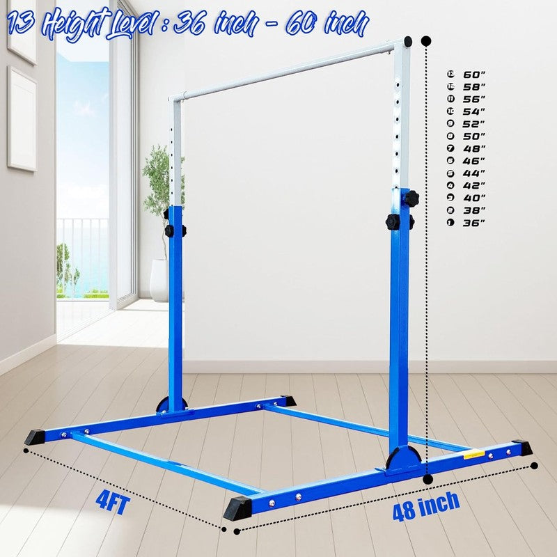 Kids Gymnastic Bar 4FT Wide 5FT Adjustable Kip Bar 350lb Home & Club Use3