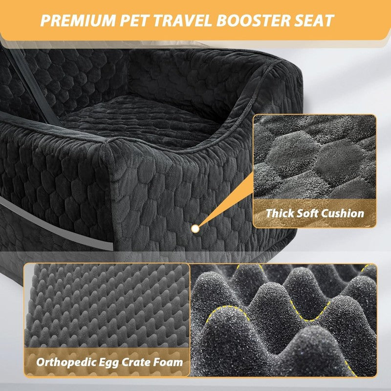 Dog Car Seat for Small/Medium Dogs up to 35lbs Memory Foam Washable Cover Black3