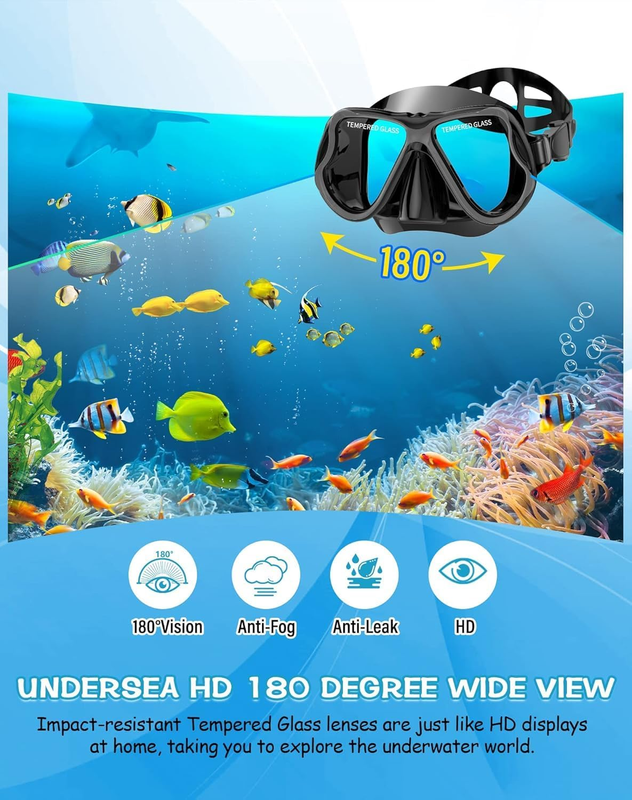 Dry Snorkel Set Panoramic Wide View Anti-Fog Scuba Mask Snorkeling Gear1