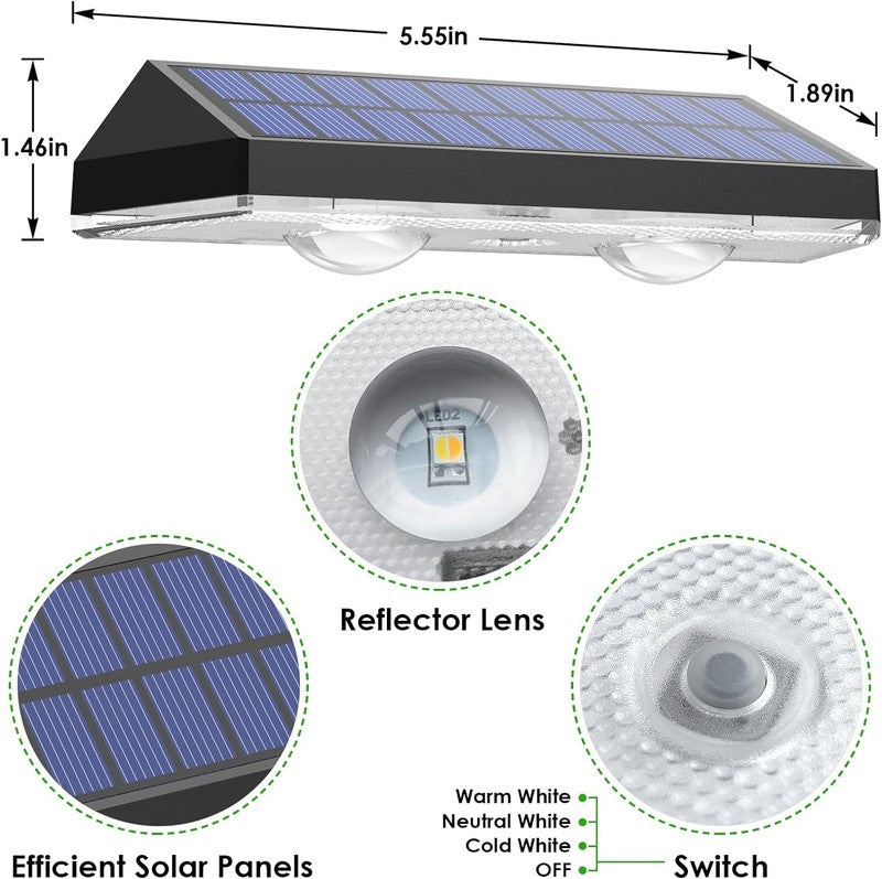 Solar Fence Lights Outdoor - 2700/4000/6000K 3 Mode, Waterproof LED, Fence Light1