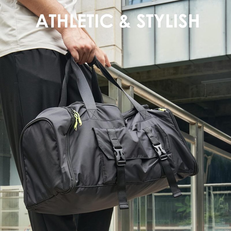 Small Gym Duffle Bag with Shoe Compartment Wet Dry Pockets Black7