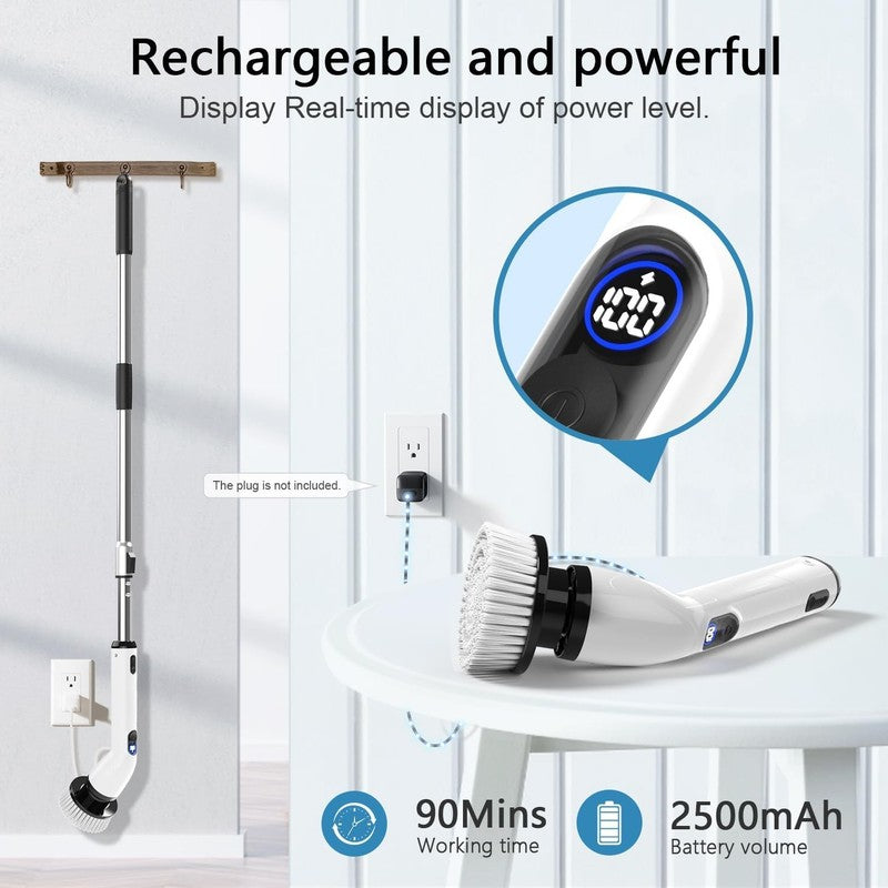 Powerful Cordless Electric Spin Scrubber with LCD Display & Adjustable Handle4