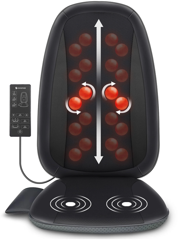 Shiatsu Back Massager w/ Heat, Deep Tissue Kneading Massage Seat Cushion, Black8