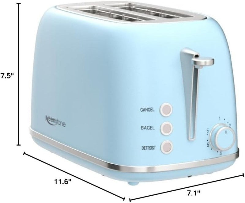 Retro 2 Slice Toaster Blue - Wide Slot, 6 Shade, Bagel, Defrost, Crumb Tray6