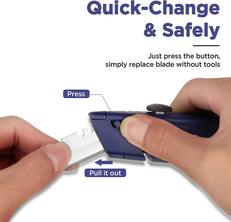 Retractable Box Cutter Utility Knife w/ Blade Storage Heavy Duty Aluminum Blue5