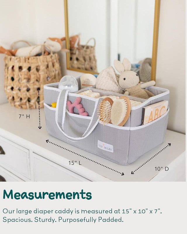 Baby Diaper Caddy Organizer, Large Gray Nursery Storage Tote for Newborns3