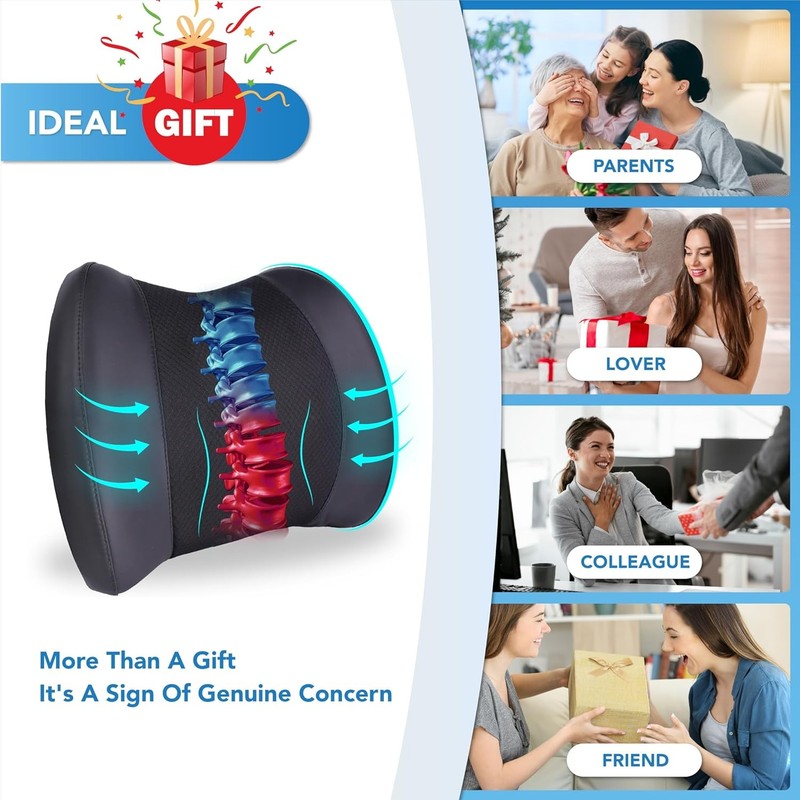 Memory Foam Lumbar Support Pillow for Car & Office Back Pain Relief   Black5