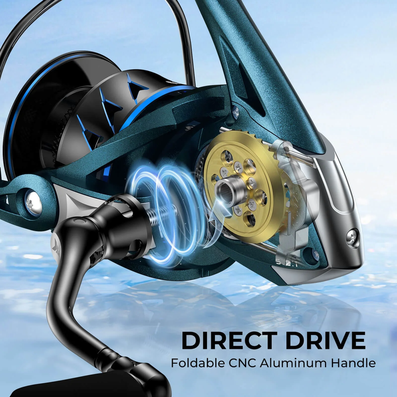 Spinning Fishing Reel Megajaws 39.5LBS Max Drag 6.2:1/5.2:1 Gear Ratio 10+19