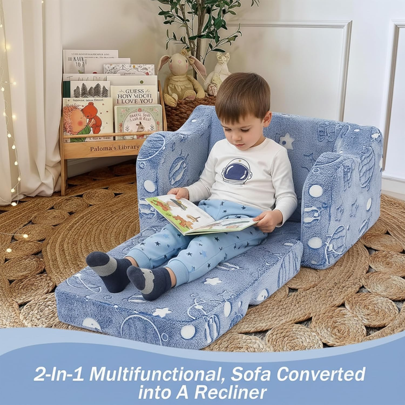 Toddler Glow in the Dark Astronaut Sofa Bed 2 in 1 Fold Out Lounger 1 33