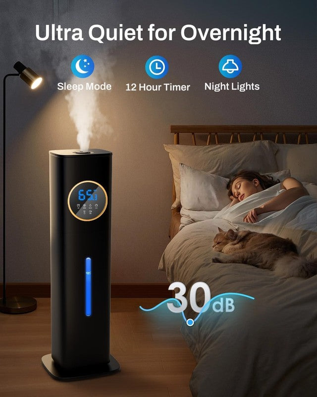 8L Cool Mist Humidifier Large Room Top Fill Night Light Essential Oil Black5
