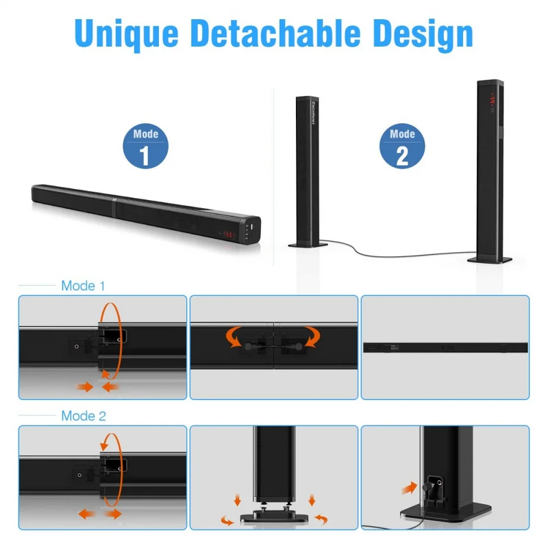 120W Bluetooth 5.0 TV Sound Bar 3D Surround Home Theater Split Soundbar6