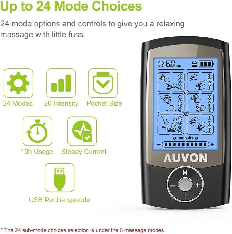 4th Gen Rechargeable TENS Unit with 24 Modes & 8 Premium Pads for Pain Relief2