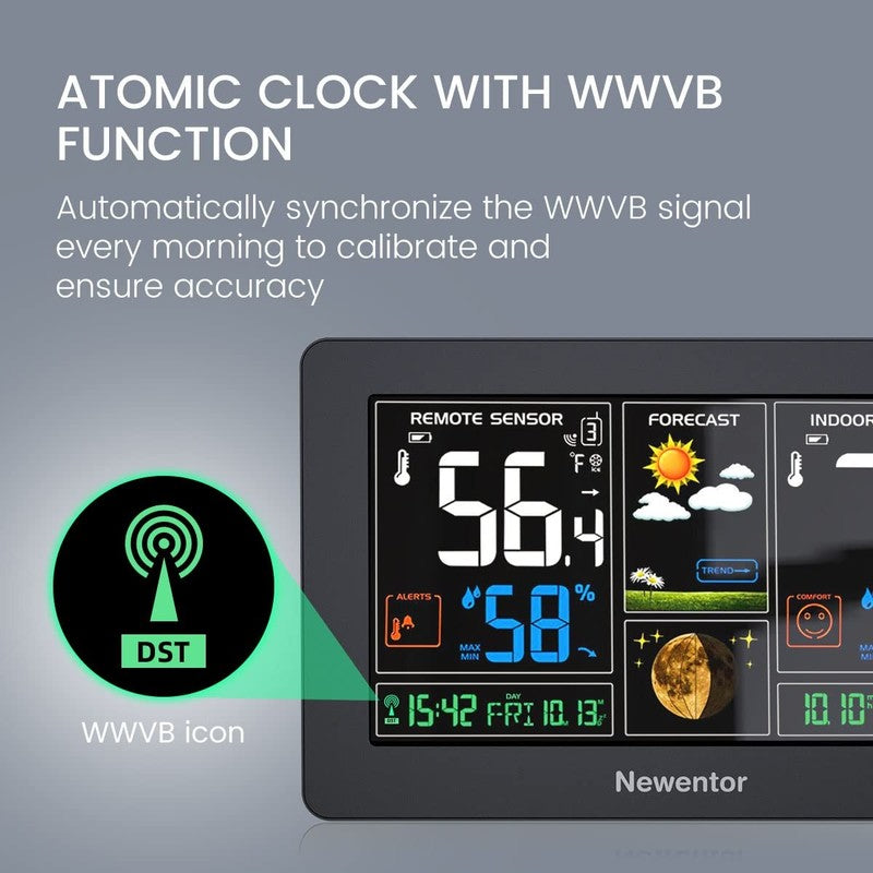 Weather Station Wireless Indoor Outdoor Thermometer, Color Display Digital Weath3