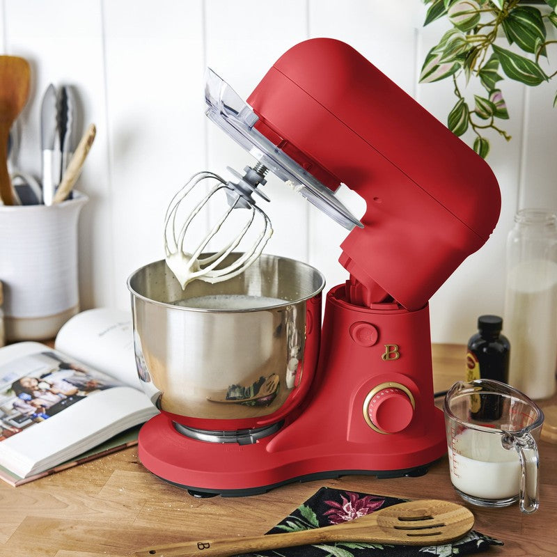 3.5 Qt Stand Mixer Tomato Red w/ Flat Beater Dough Hook & Whisk8