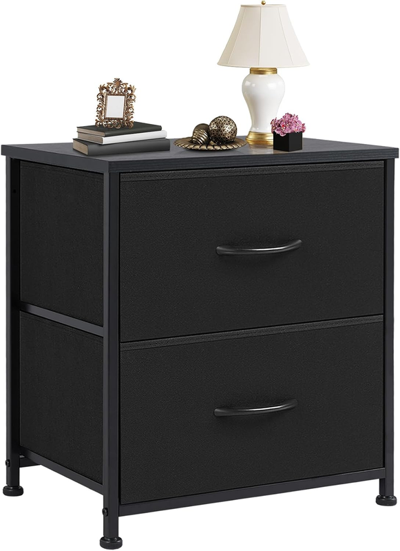 Nightstand Small Dresser with 2 Fabric Drawers, Bedside Storage Table, Black9