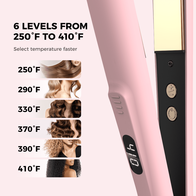 Hair Straightener 1 Inch Ionic Flat Iron and Curler 2 in 1 Pink3