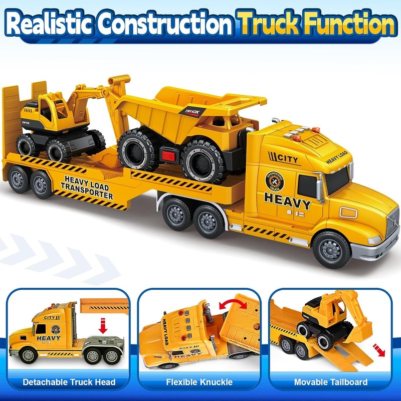 3 4 5 6 Toddler Boy Toys, 25" Construction Carrier Truck Vehicle Car, Boys Car T1
