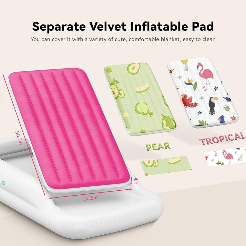 Portable Toddler Travel Bed with Bumpers, Inflatable Kids Air Mattress with Pump5
