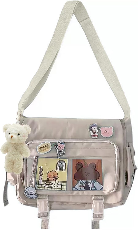 Kawaii Ita Crossbody Bag Women Pin Plush Bear Japanese Y2K Shoulder Purse0