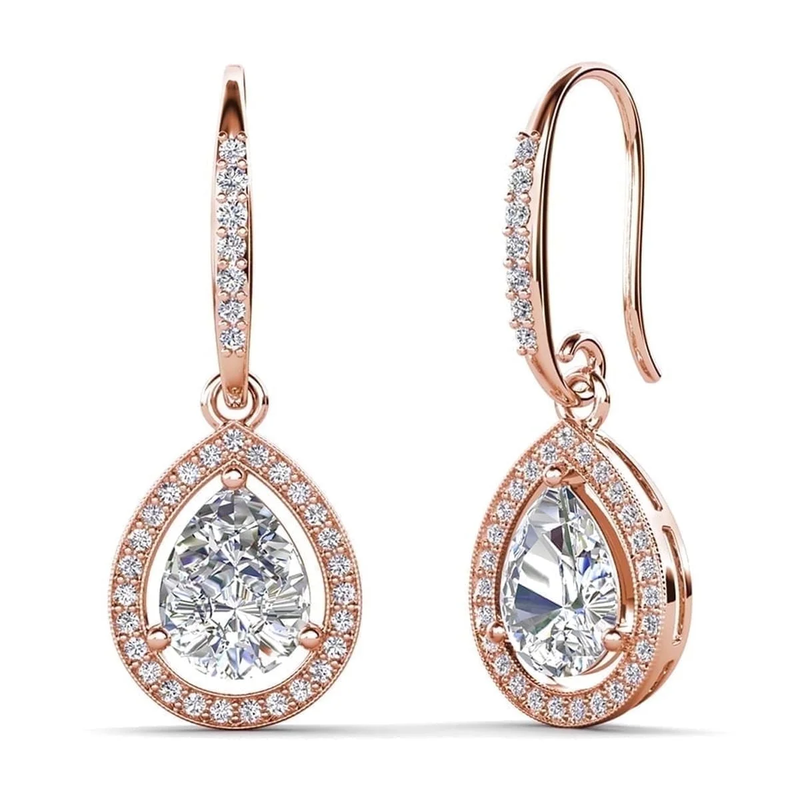 Isabel Dangle Earrings 18K Rose Gold Plated w/ Simulated Diamond Crystals Women0