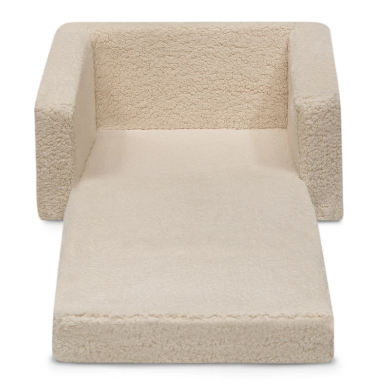 Cozee Flip Out Sherpa 2 In 1 Convertible Chair to Lounger for Kids, Cream3