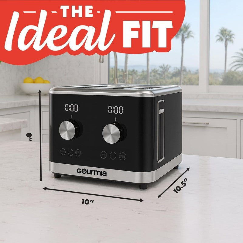 4-Slice Toaster Black Dual Controls Bagel Defrost Reheat 6 Browning Levels8