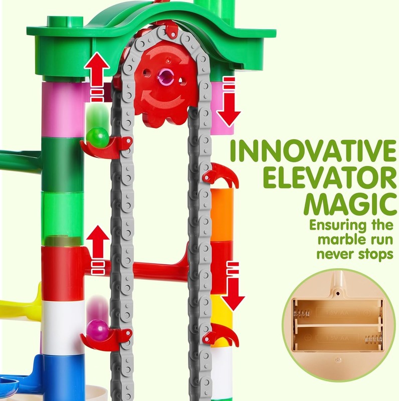 236Pcs Glowing Marble Run w Motor Elevator STEM Building Blocks Toy1