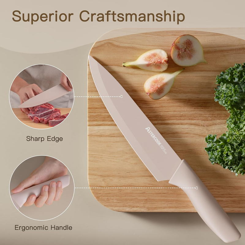 13pc Knife Set Stainless Steel Kitchen Knives w/ Blade Guards Dishwasher8
