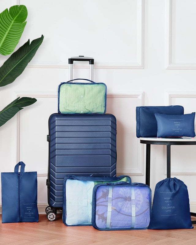 3 Piece Luggage Sets Travel Suitcase Set with 7PCS Organizer Bags, Navy Blue2