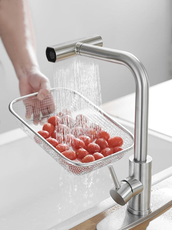 Kitchen Faucet Pull Down Sprayer Waterfall 3 Function Stainless Steel Handle3