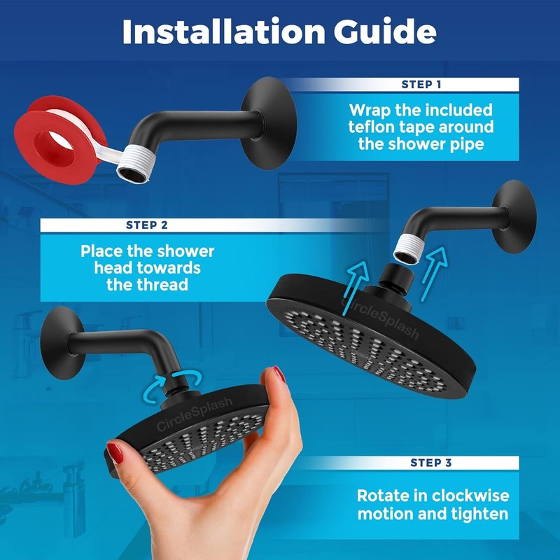 High Pressure Shower Head   Anti Clogging Silicone Nozzles   2.5 GPM Removable R6