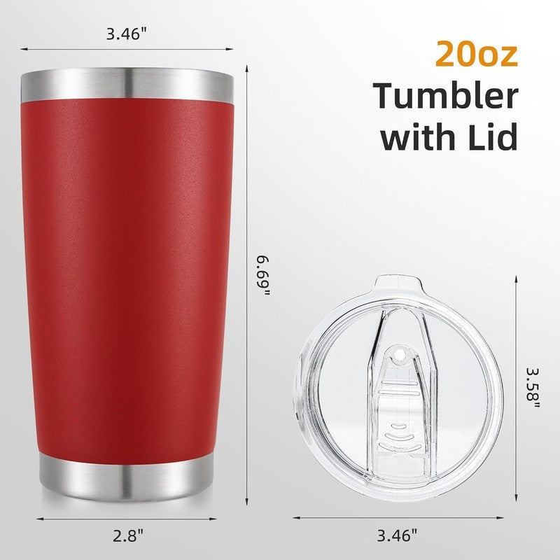 20oz Stainless Steel Tumbler 12 Pack Vacuum Insulated Coffee Cups Red4