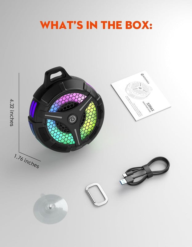 Waterproof Bluetooth Shower Speaker, IPX7, TWS, RGB Lights, Gift for All Ages6