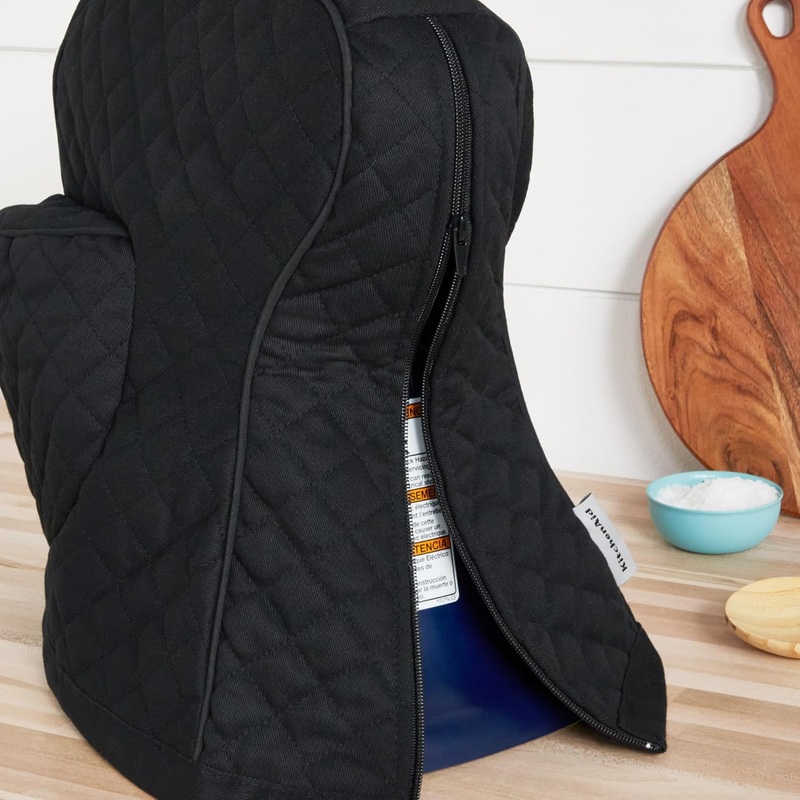 KitchenAid Tilt Head Stand Mixer Cover Quilted Cotton Storage Pocket Black4